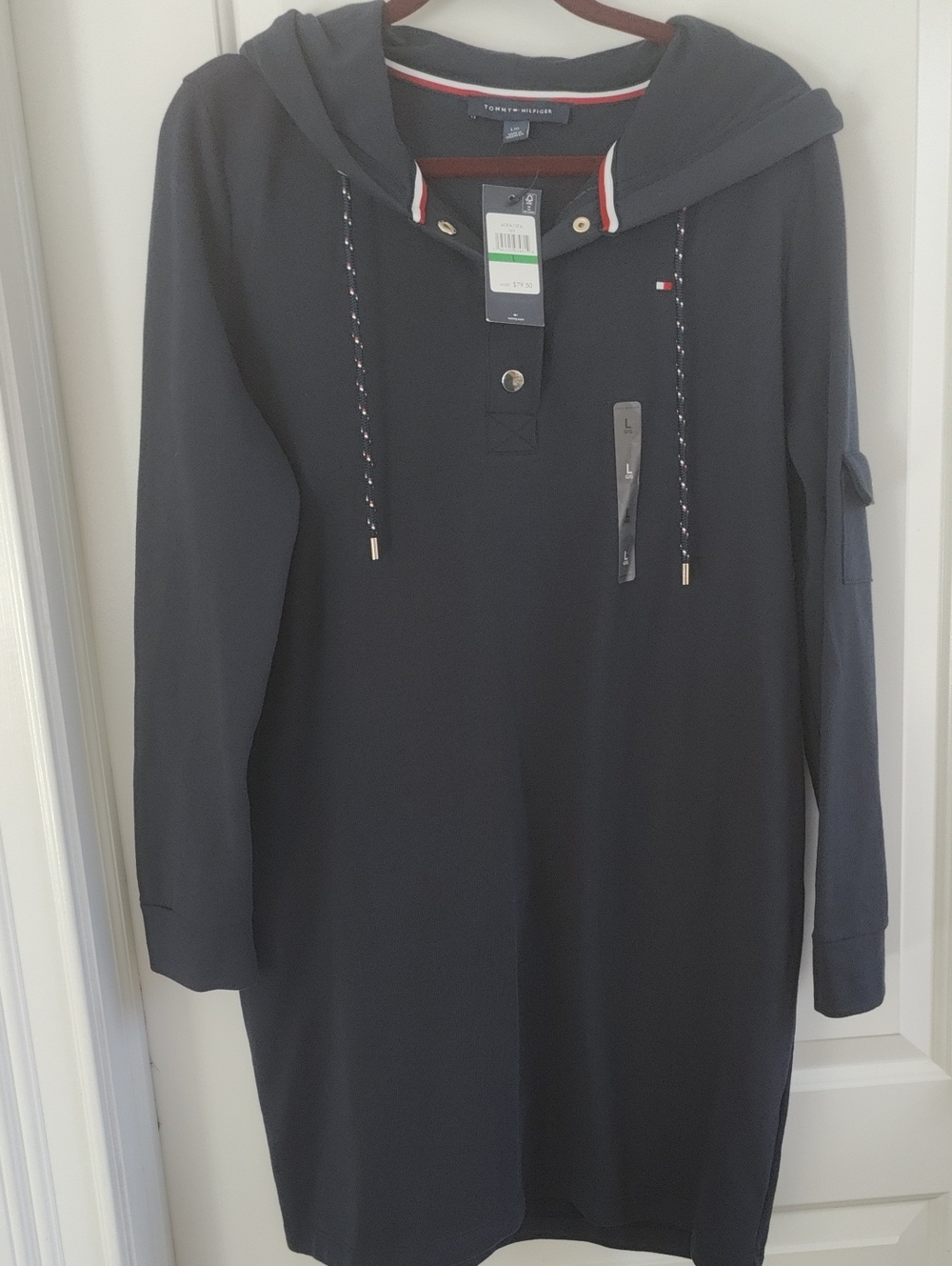 Tommy Hilfiger Women Navy Hooded Sweater Dress NWT